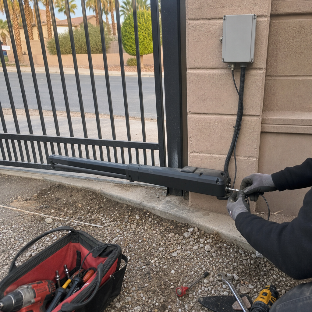 Gate motor and opener installation by technician